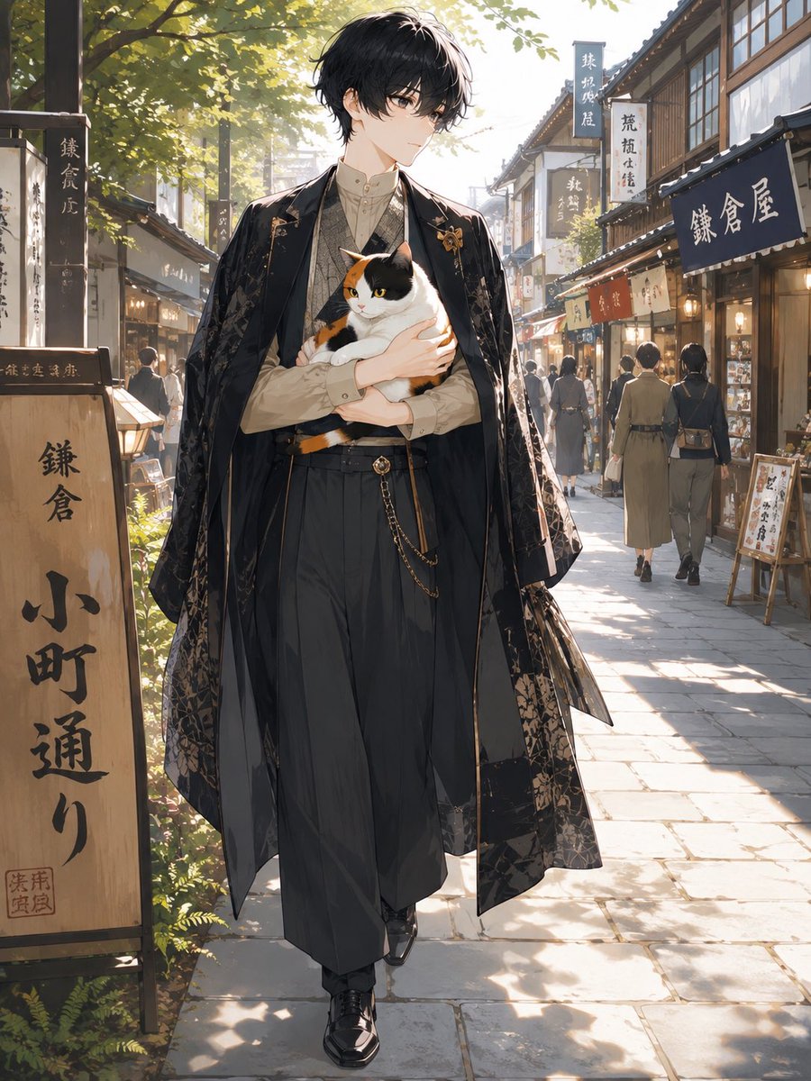 Anime Kamakura Cat Portrait