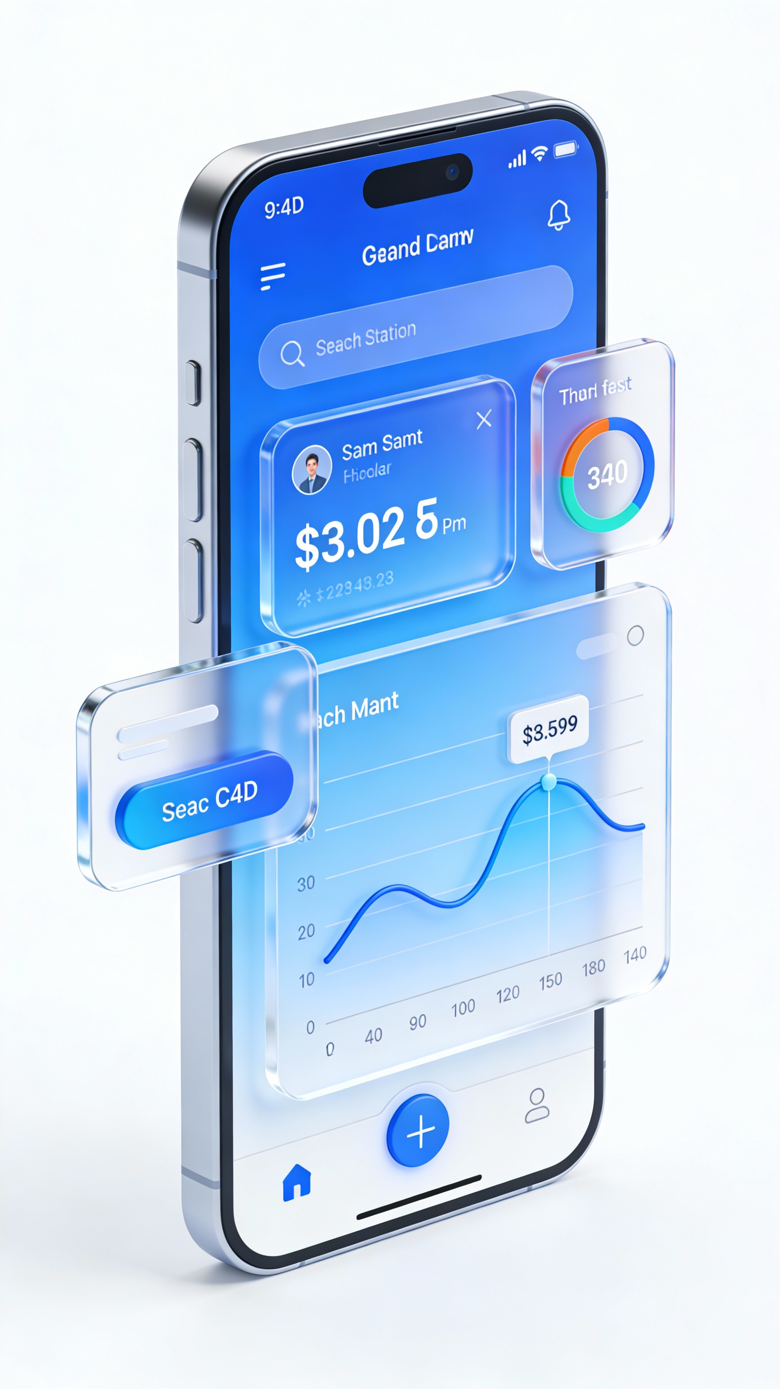 C4D 风格金融 App UI（变体）