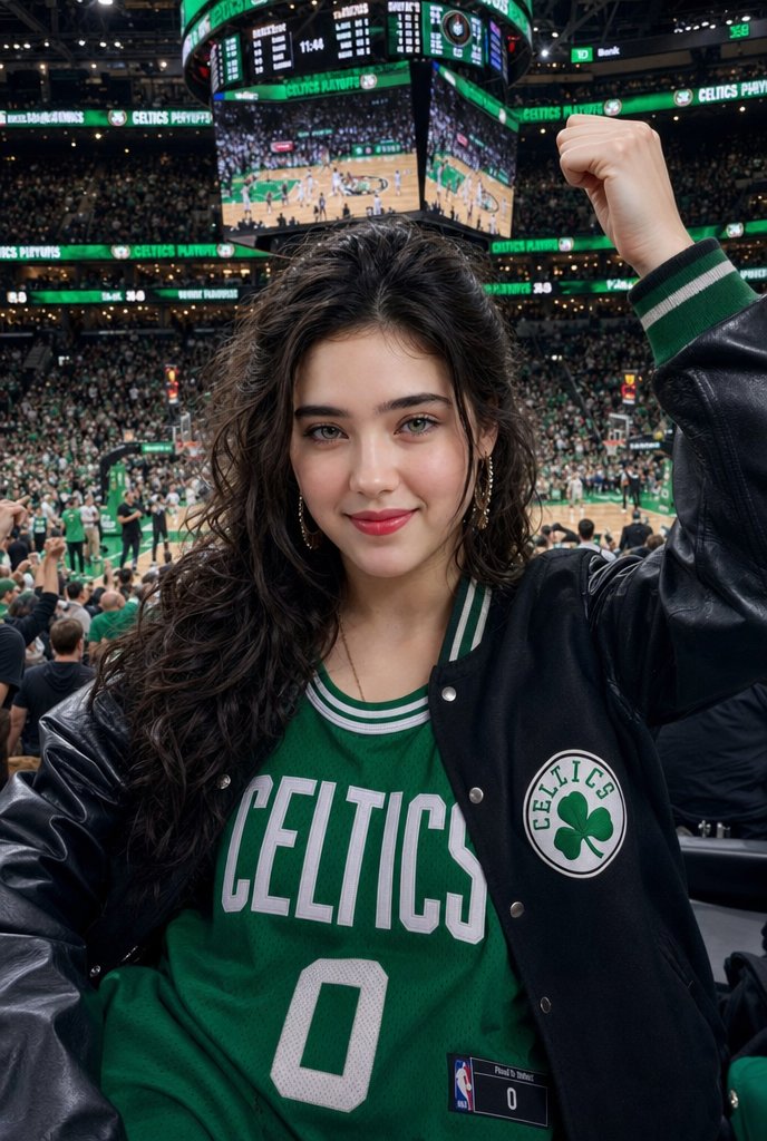 NBA 赛场上欢呼的凯尔特人球迷