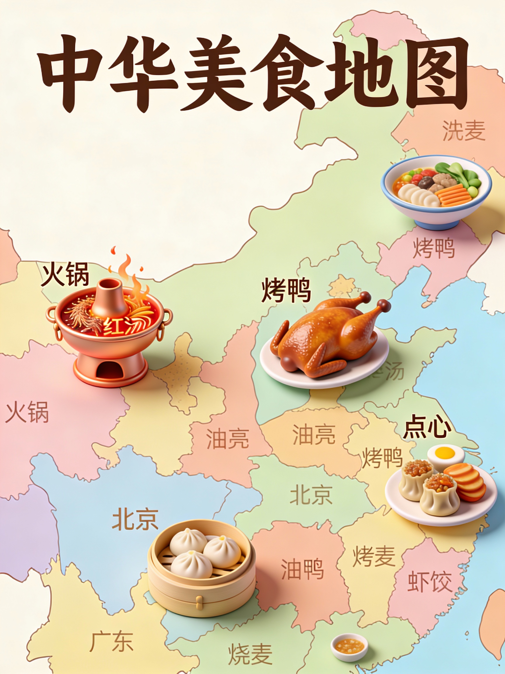 中国美食地图信息图海报