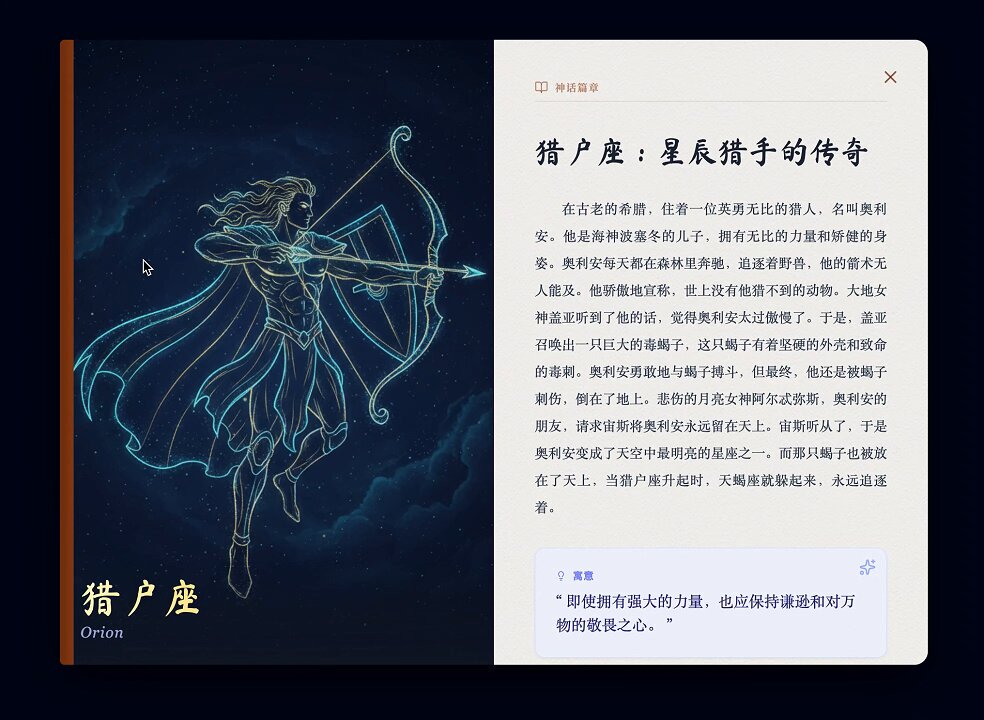 希腊神话星座中文网页应用