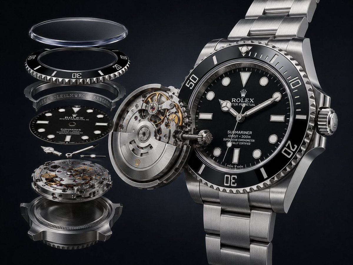 Exploded Dive Watch Render