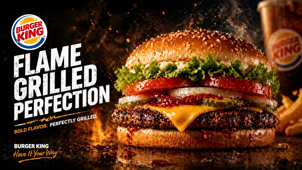 Flame Grilled Burger Ad Poster