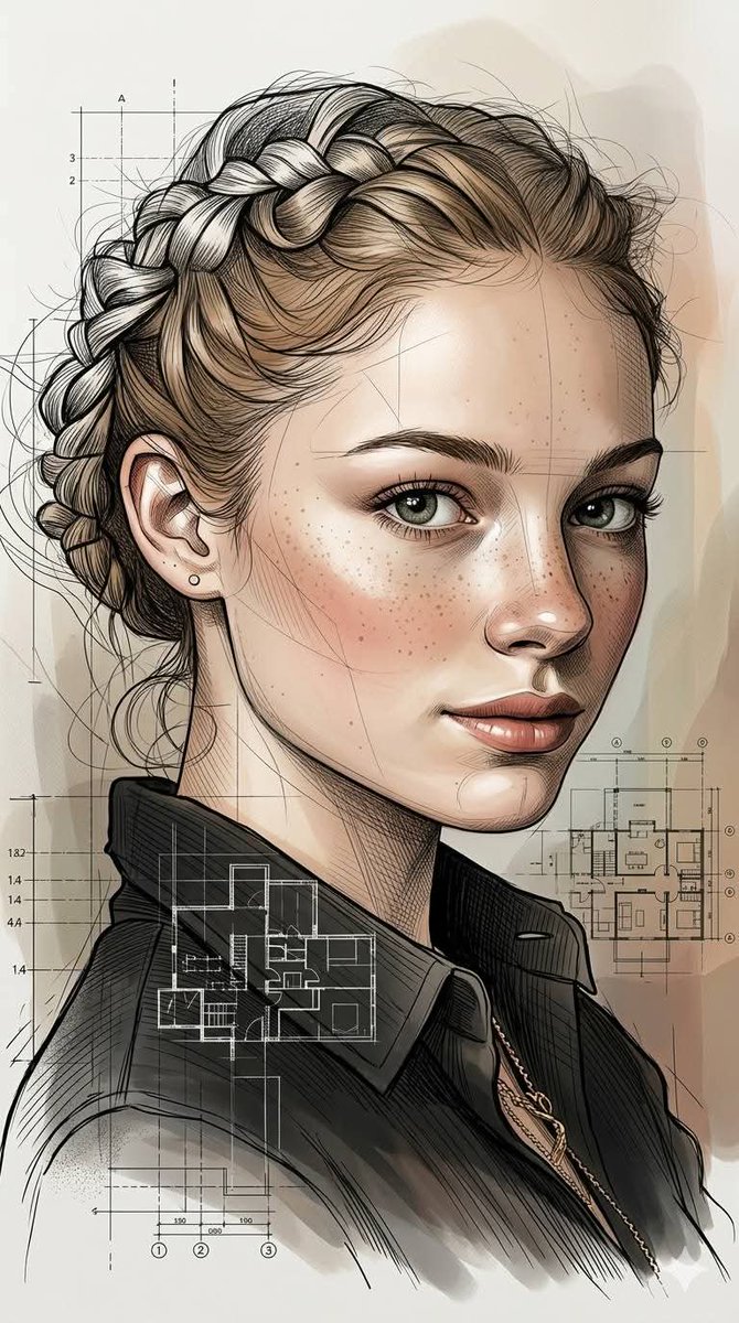 Architectural Ink Digital Portrait