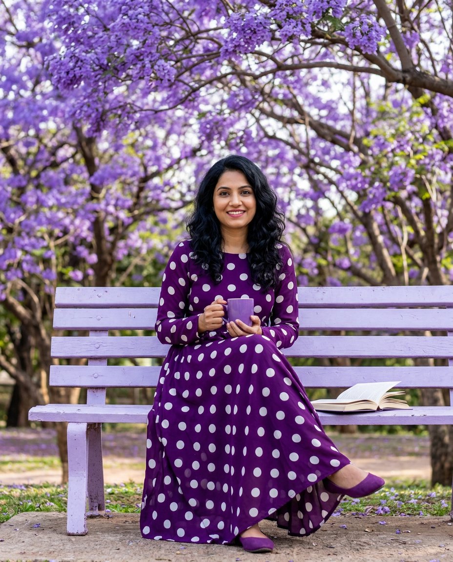 Jacaranda Garden Portrait with Reference
