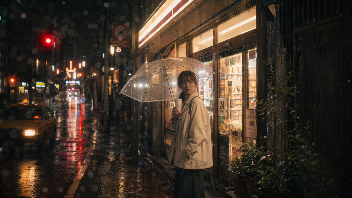 雨中东京便利店场景