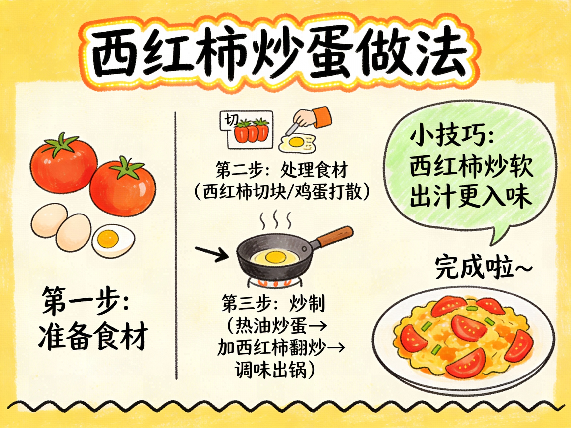 番茄炒蛋手绘知识卡