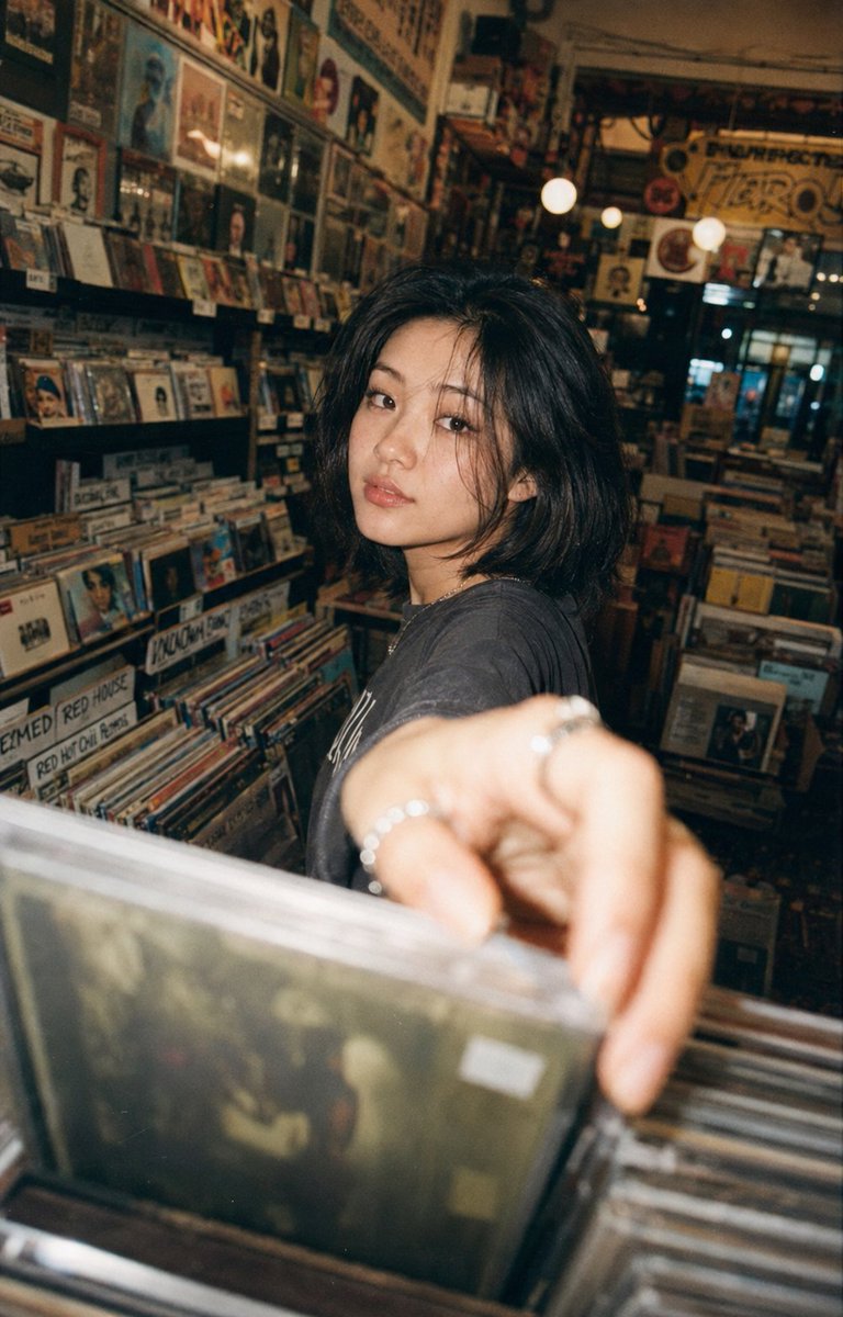 Vintage Record Store Lifestyle Portrait