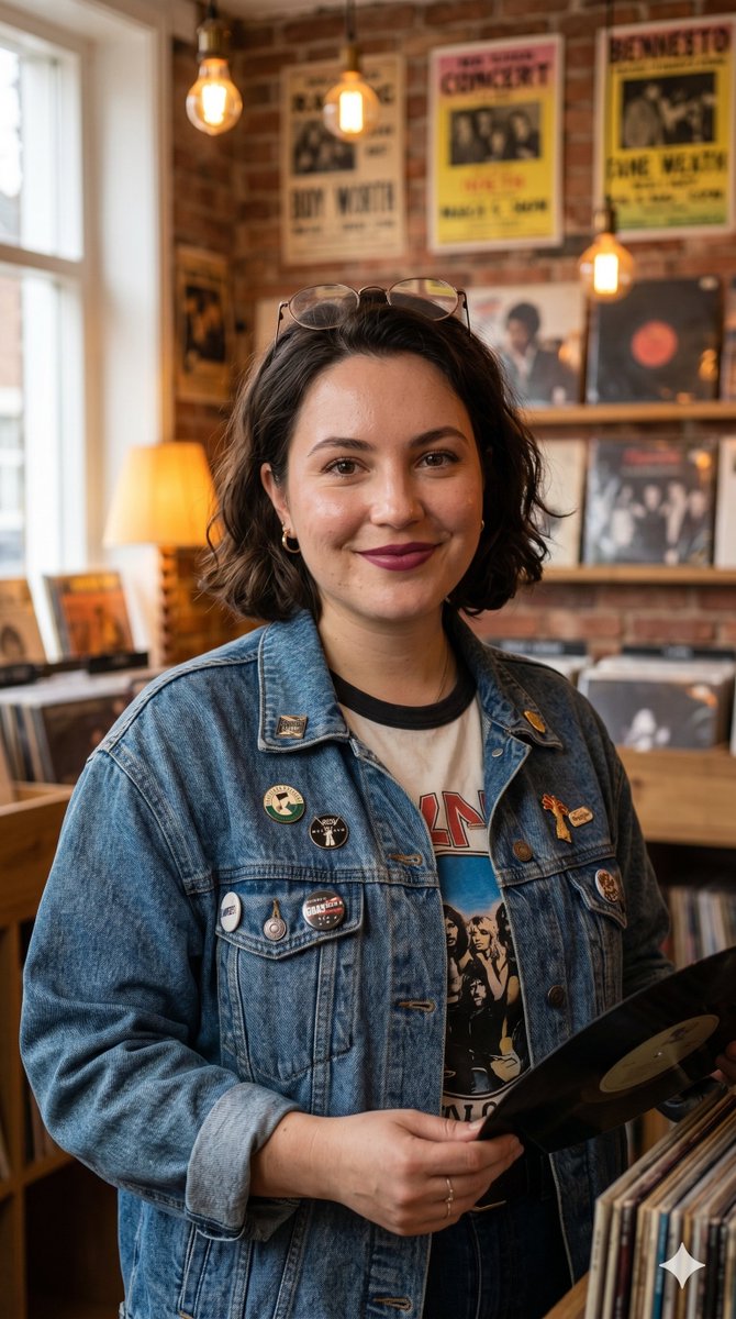 Vintage Record Store Owner Portrait