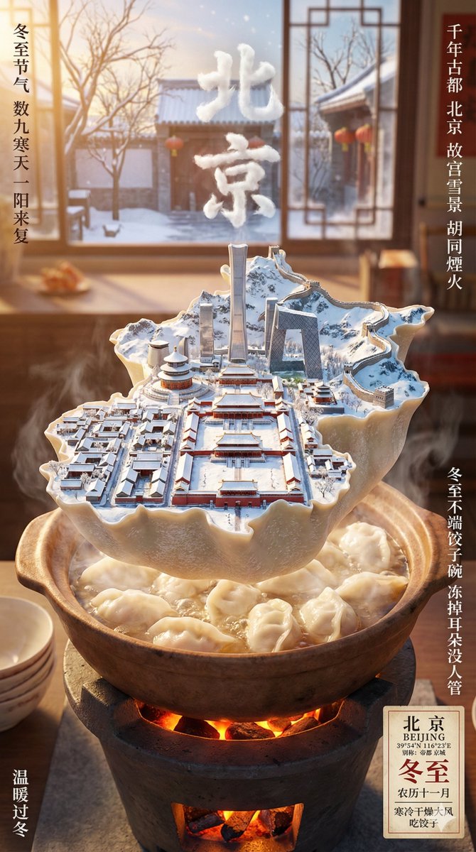 冬至城市美食艺术海报提示