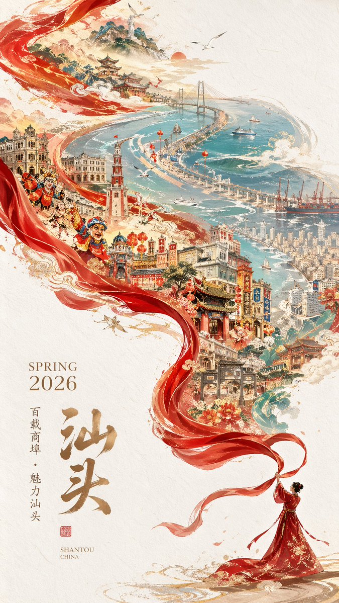 史诗级中国城市风光丝带海报