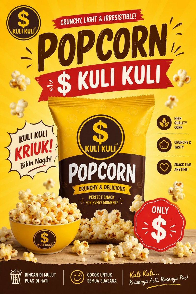 Premium Commercial Advertising Poster for "Popcorn $ Kuli...